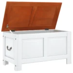 Storage Chest With Brown Lid - Acacia Wood - White - 90 x 45 x 47cm