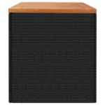 Garden Storage Box - Poly Rattan - Acacia Wood - Black - 220 x 50 x 54cm