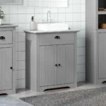 Bathroom Sink Cabinet - Solid Pinewood - Grey - 70 x 35 x 80cm